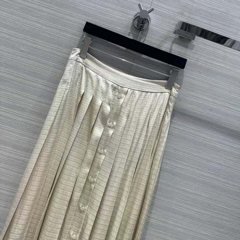 Prada Women Crêpe De Chine Jacquard Midi Skirt - image 4