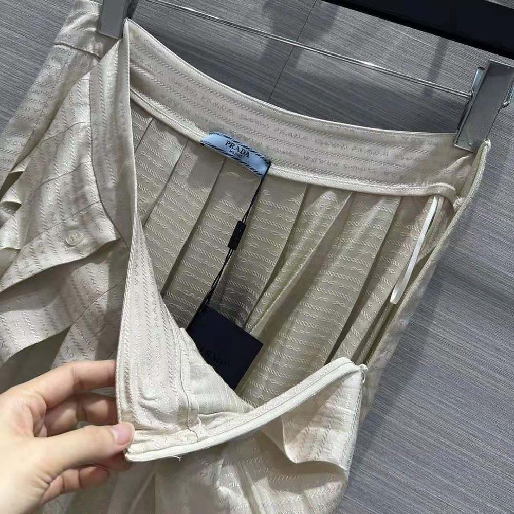 Prada Women Crêpe De Chine Jacquard Midi Skirt - image 5
