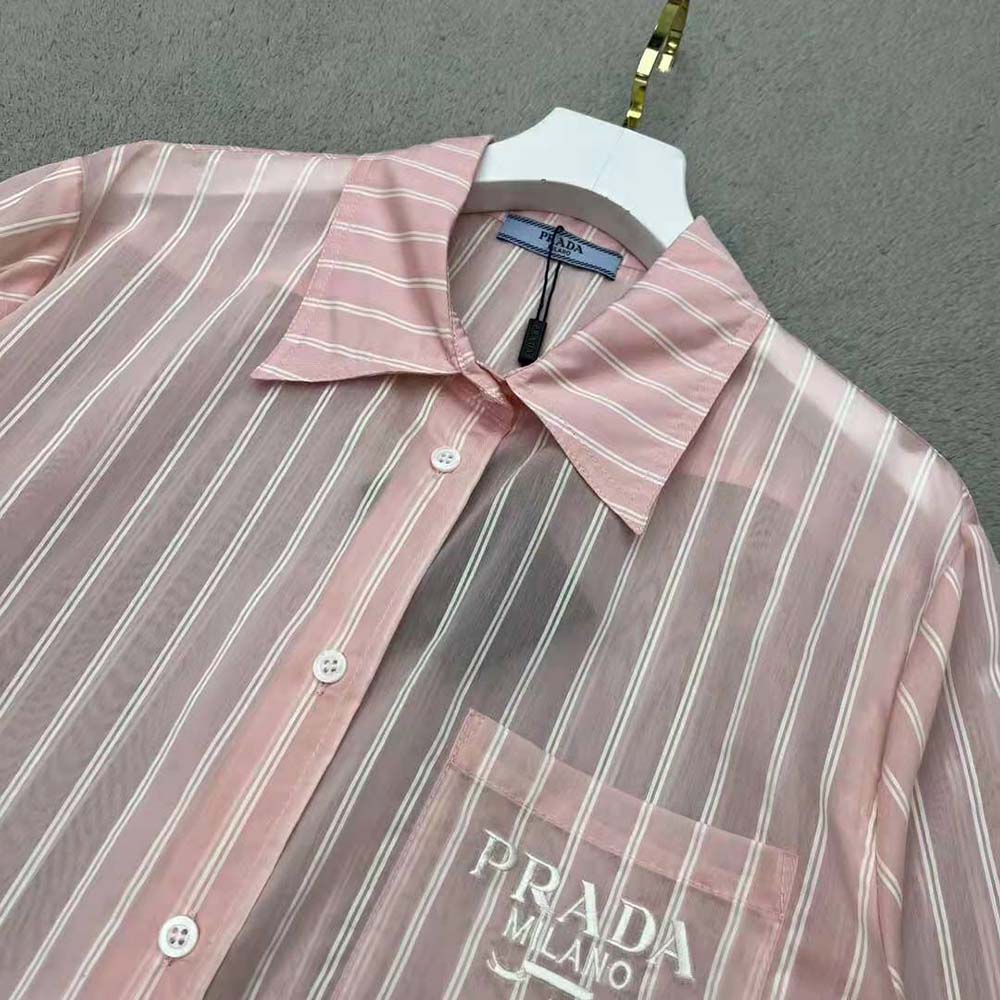 Prada Women Embroidered Poplin Shirt with Embroidered Logo - image 5