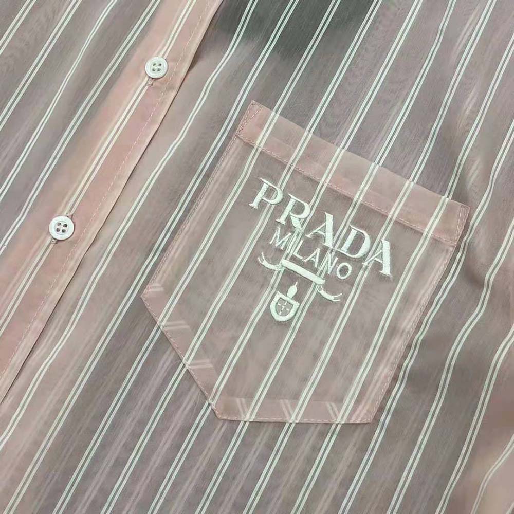 Prada Women Embroidered Poplin Shirt with Embroidered Logo - image 7
