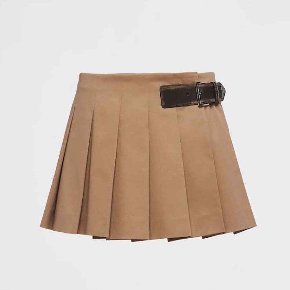 Front view of Prada Women Gabardine Miniskirt with logo