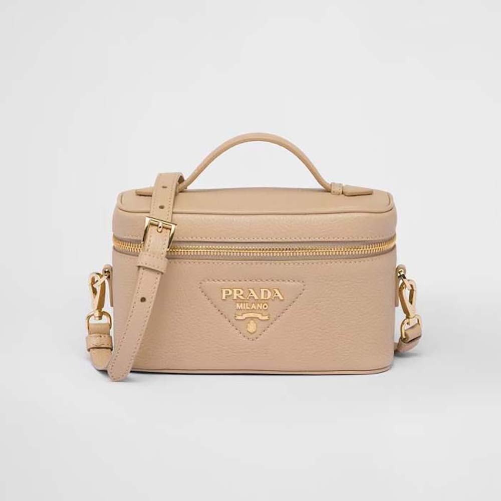 Front view of Prada Women Leather Mini-Bag-Sandy with gold hardware