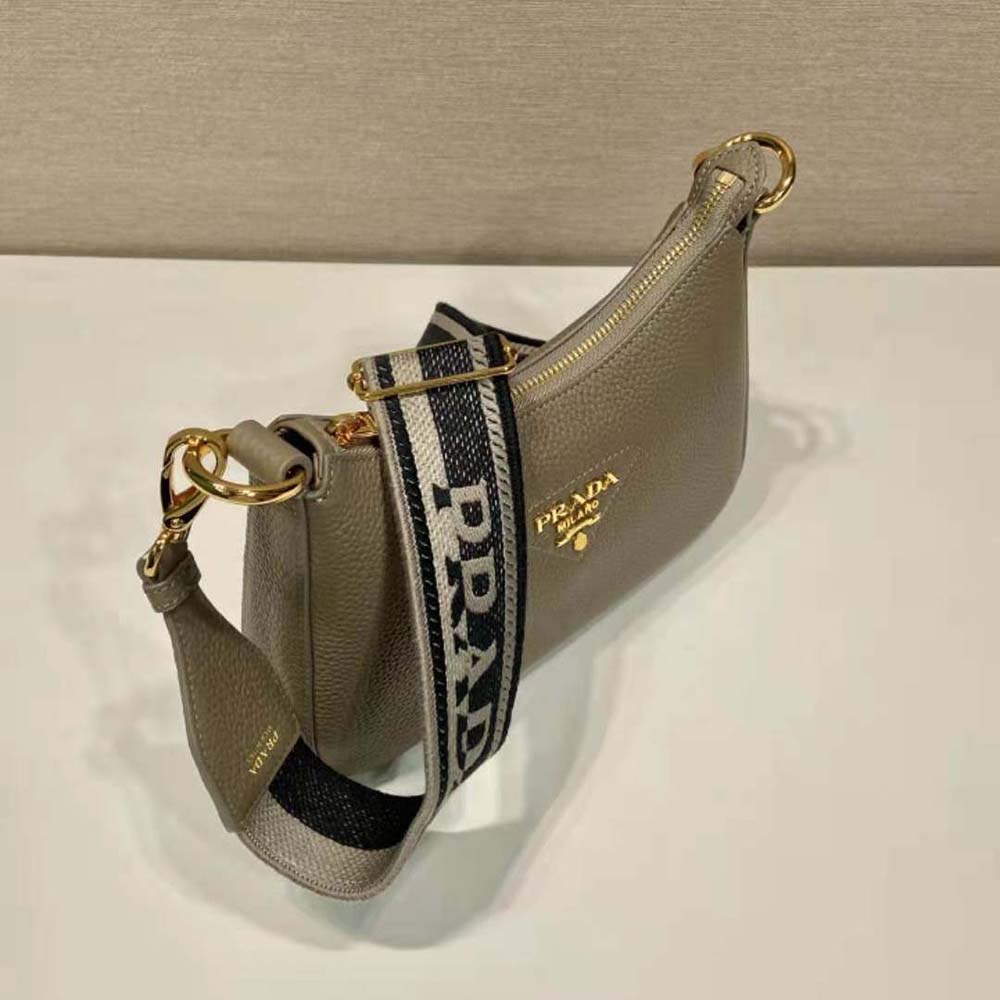 Prada Women Leather Shoulder Bag-Gray - image 4