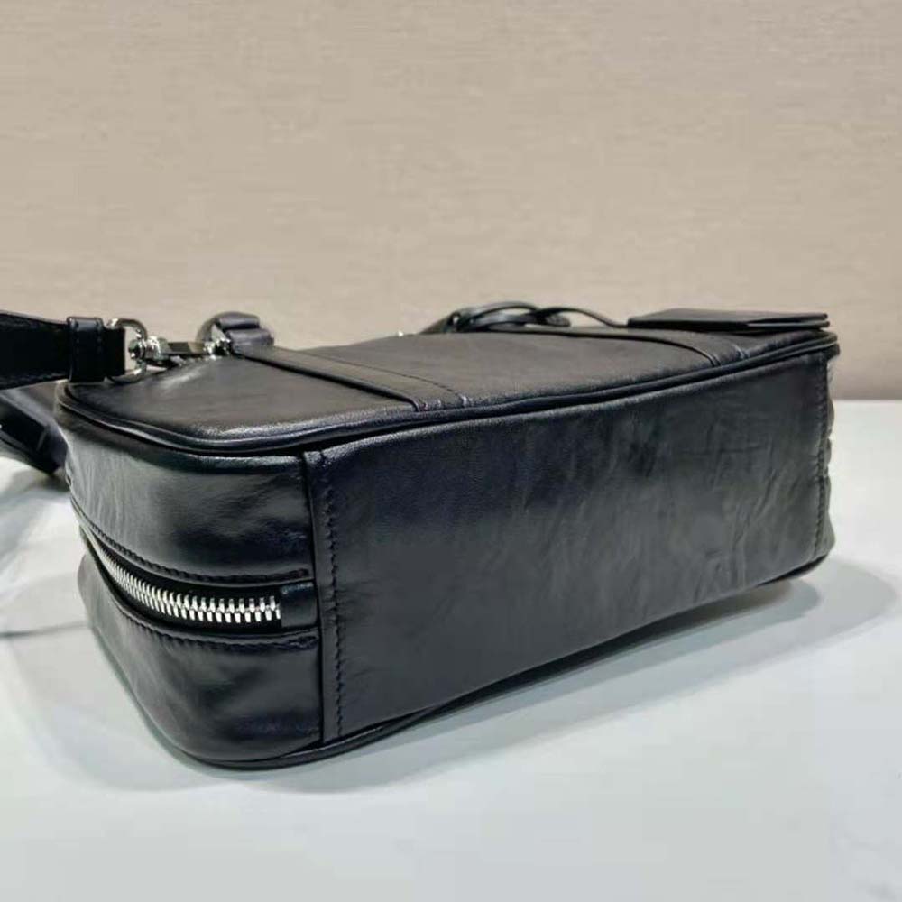 Prada Women Medium Antique Nappa Leather Top Handle Bag-Black - image 8