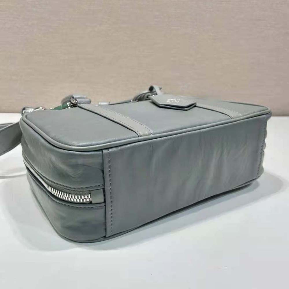 Prada Women Medium Antique Nappa Leather Top Handle Bag-Gray - image 7