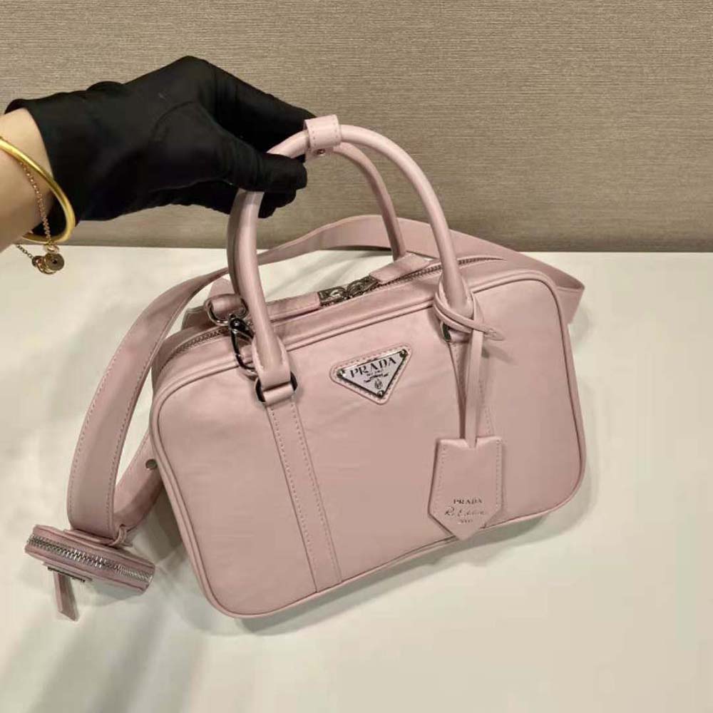 Prada Women Medium Antique Nappa Leather Top Handle Bag-Pink - image 4