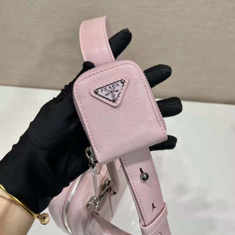 Prada Women Medium Antique Nappa Leather Top Handle Bag-Pink - image 9