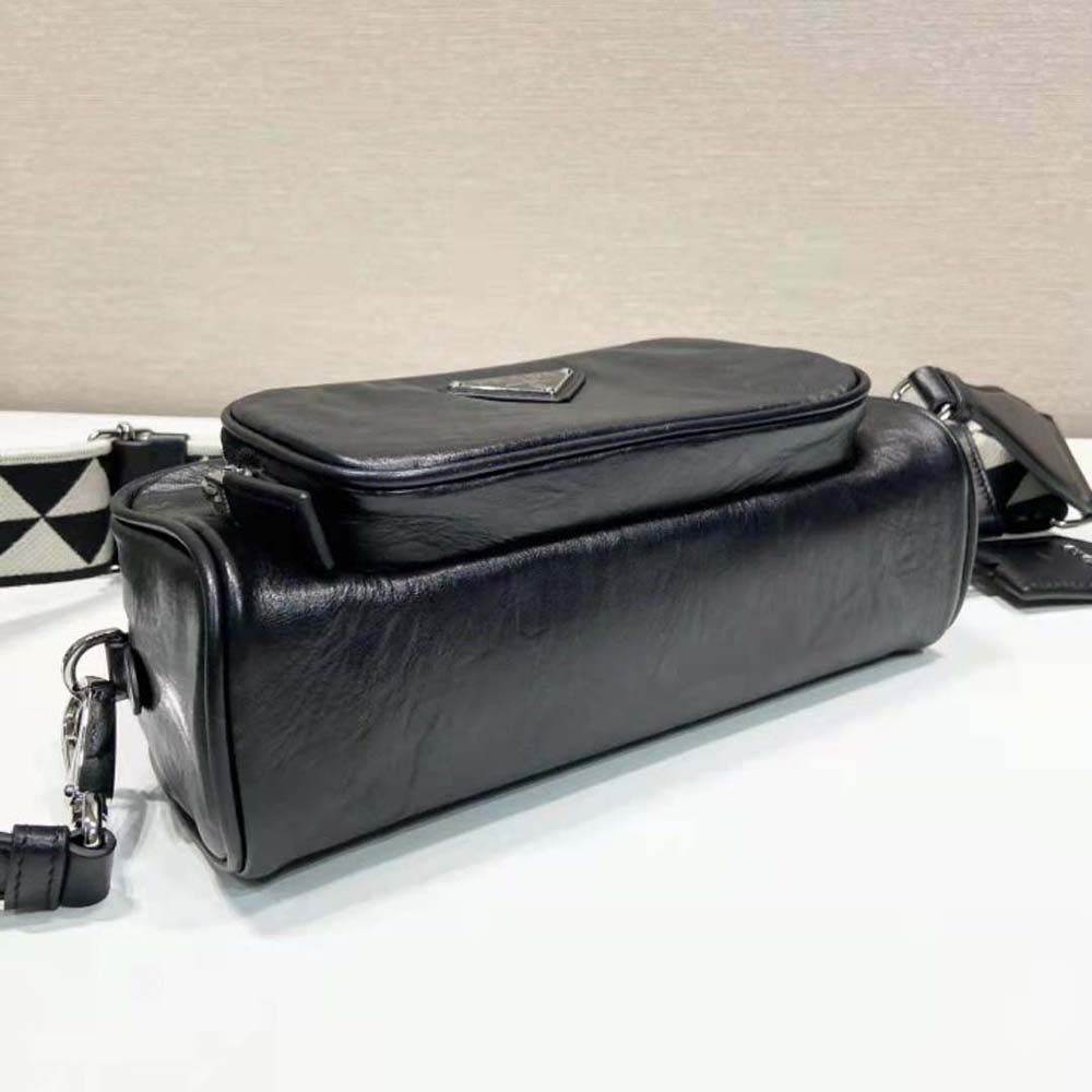 Prada Women Nappa Antique Leather Multi-Pocket Shoulder Bag-Black - image 6