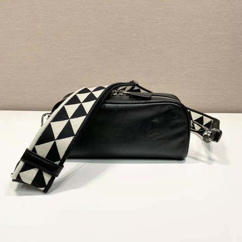 Prada Women Nappa Antique Leather Multi-Pocket Shoulder Bag-Black - image 4