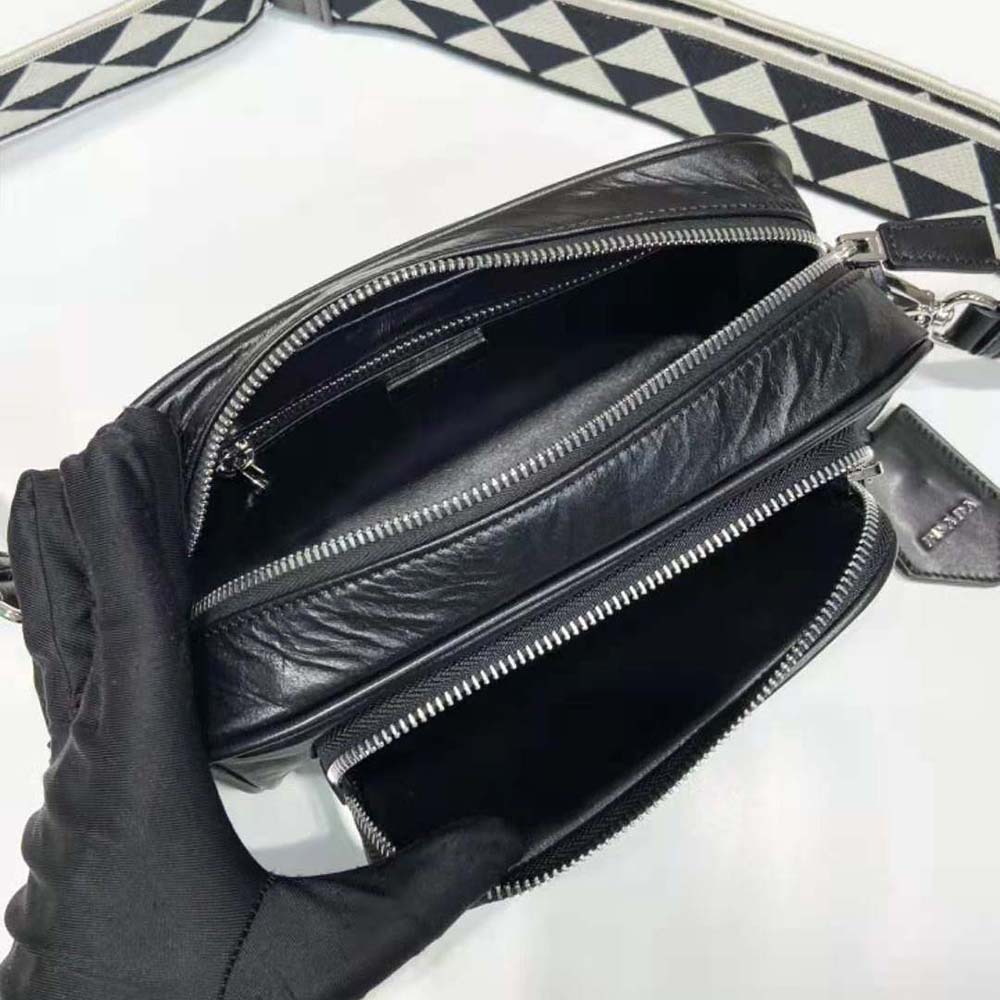 Prada Women Nappa Antique Leather Multi-Pocket Shoulder Bag-Black - image 7