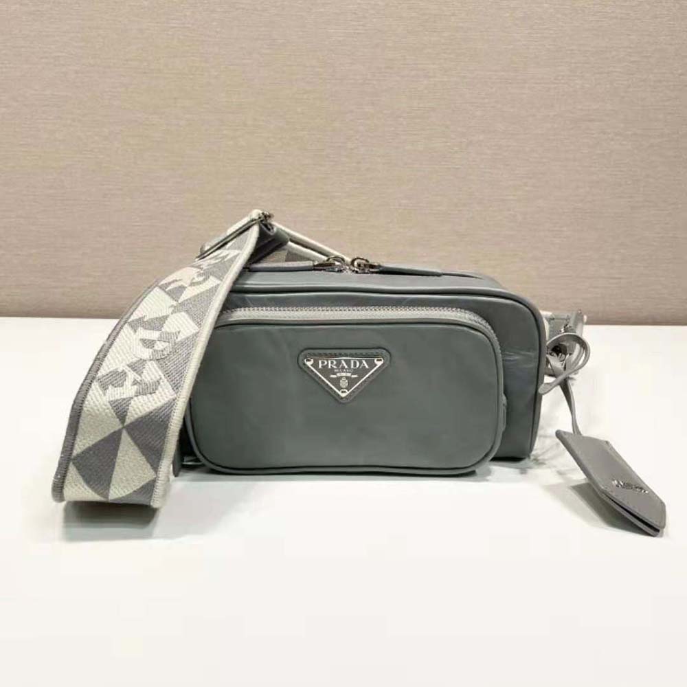 Side profile showing multi-pocket design of Prada Women shoulder bag