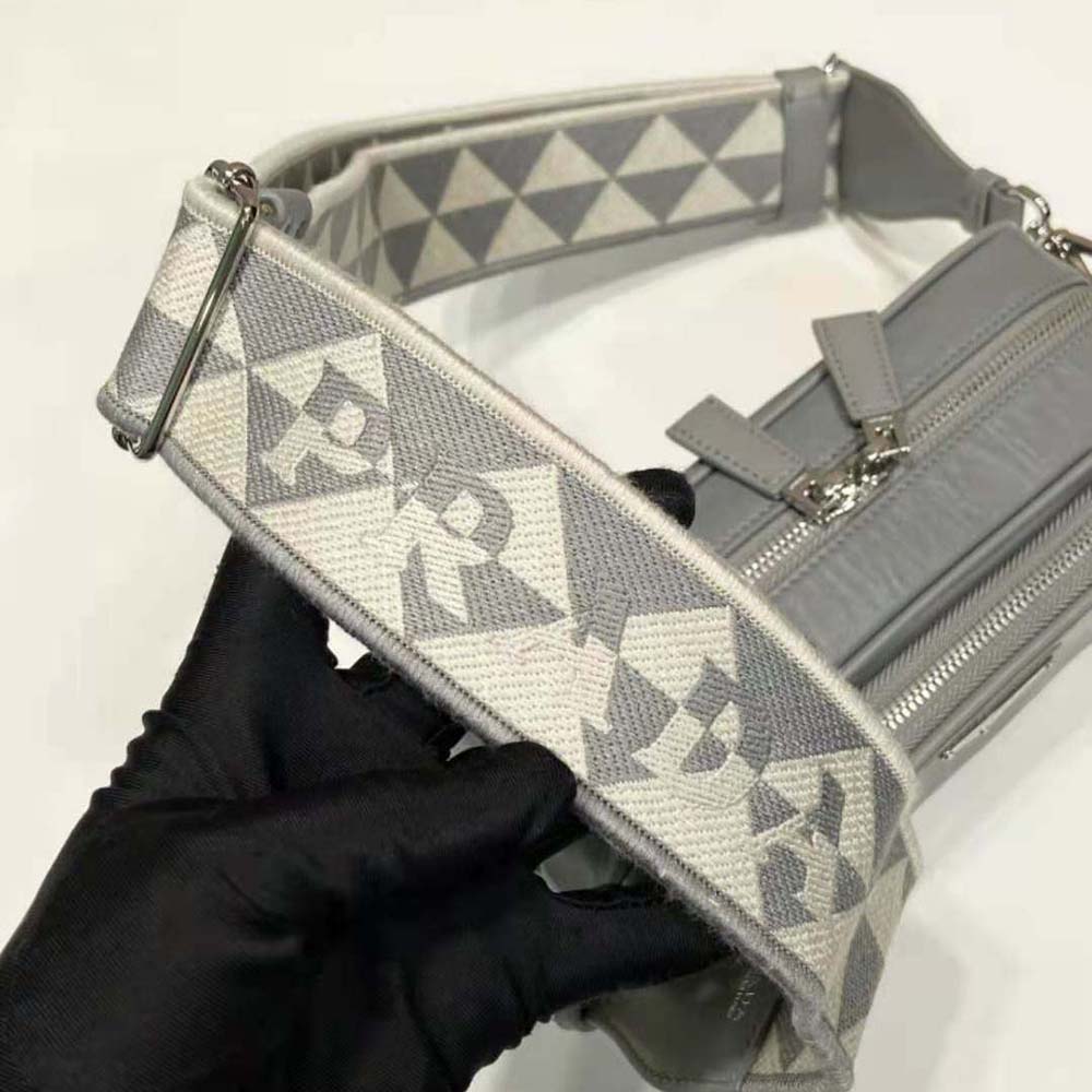 Prada Women Nappa Antique Leather Multi-Pocket Shoulder Bag-Gray - image 7