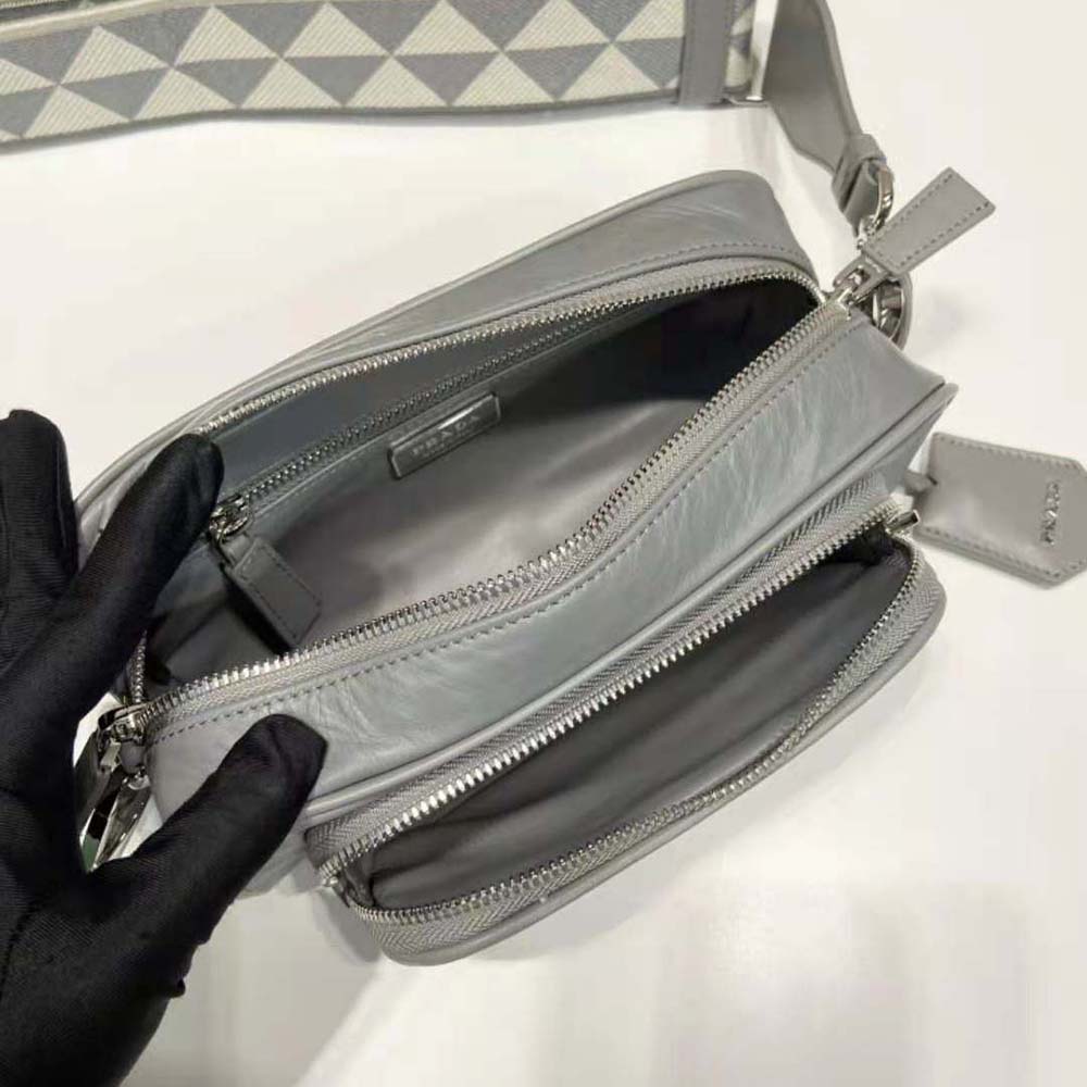Prada Women Nappa Antique Leather Multi-Pocket Shoulder Bag-Gray - image 8