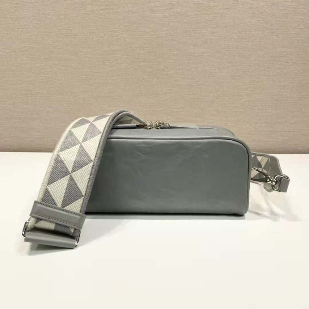 Prada Women Nappa Antique Leather Multi-Pocket Shoulder Bag-Gray - image 4