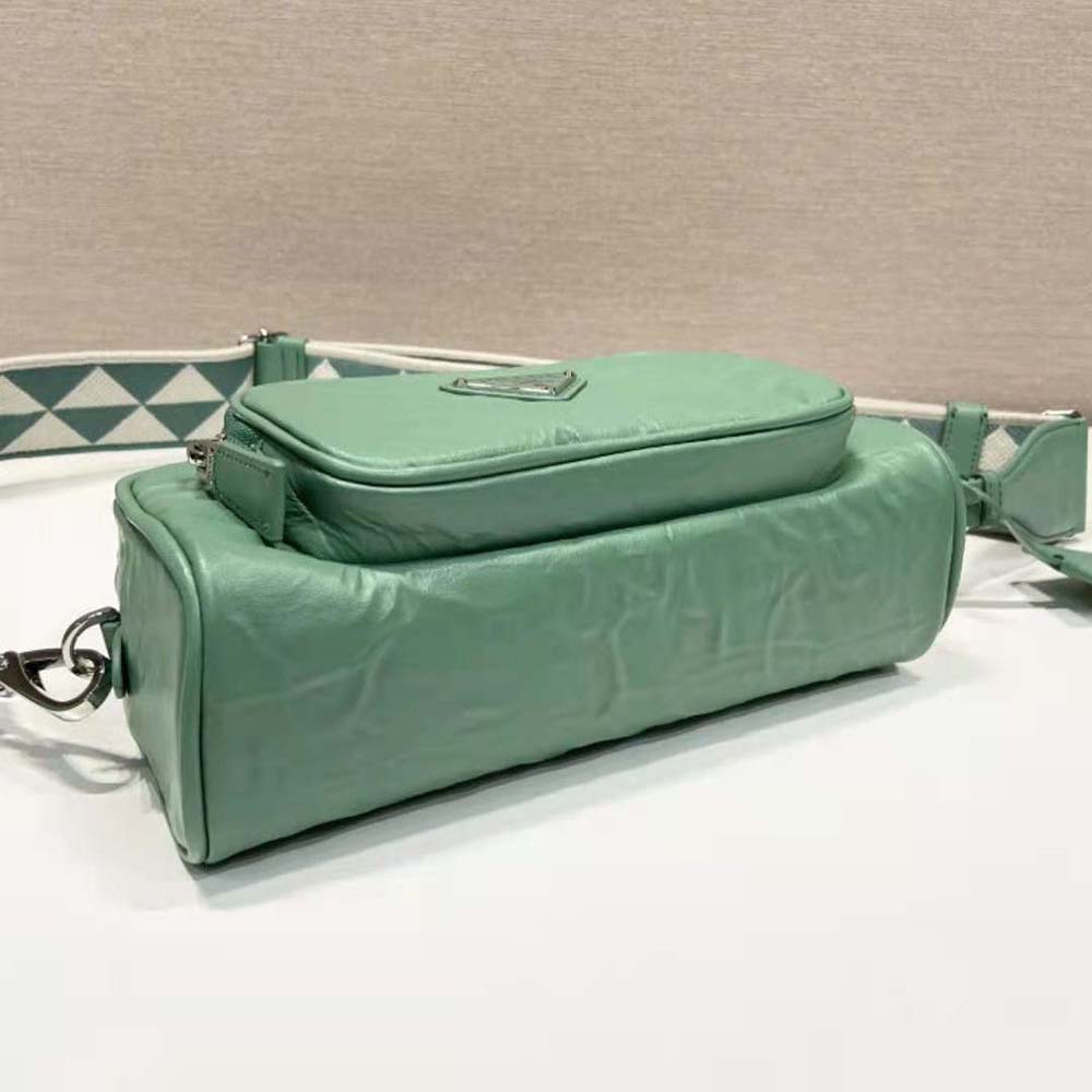 Prada Women Nappa Antique Leather Multi-Pocket Shoulder Bag-Green - image 6