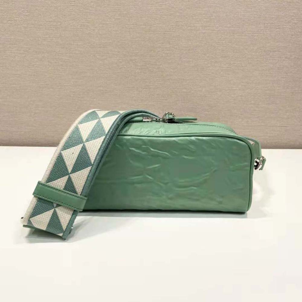 Prada Women Nappa Antique Leather Multi-Pocket Shoulder Bag-Green - image 4