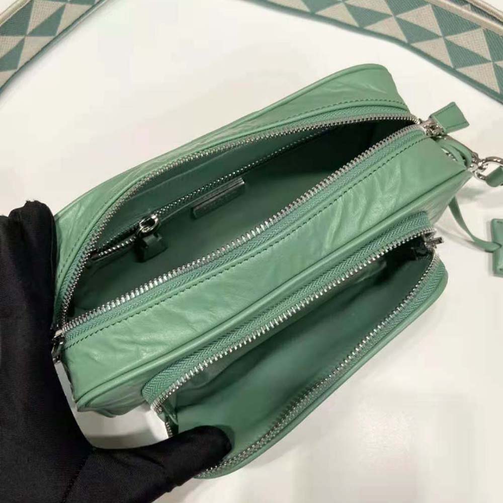Prada Women Nappa Antique Leather Multi-Pocket Shoulder Bag-Green - image 7