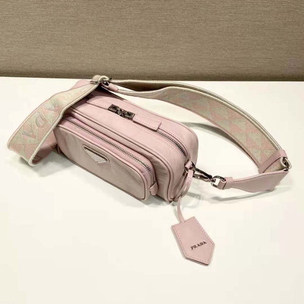Prada Women Nappa Antique Leather Multi-Pocket Shoulder Bag-Pink - image 6