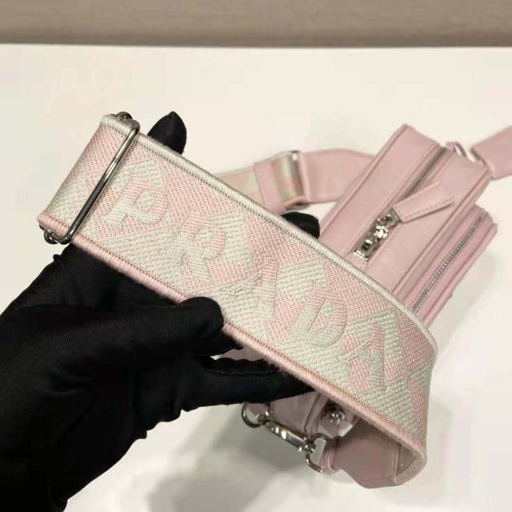 Prada Women Nappa Antique Leather Multi-Pocket Shoulder Bag-Pink - image 7
