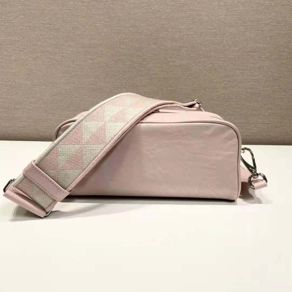 Prada Women Nappa Antique Leather Multi-Pocket Shoulder Bag-Pink - image 4
