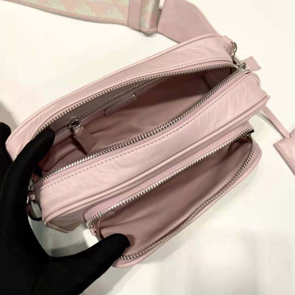 Prada Women Nappa Antique Leather Multi-Pocket Shoulder Bag-Pink - image 8