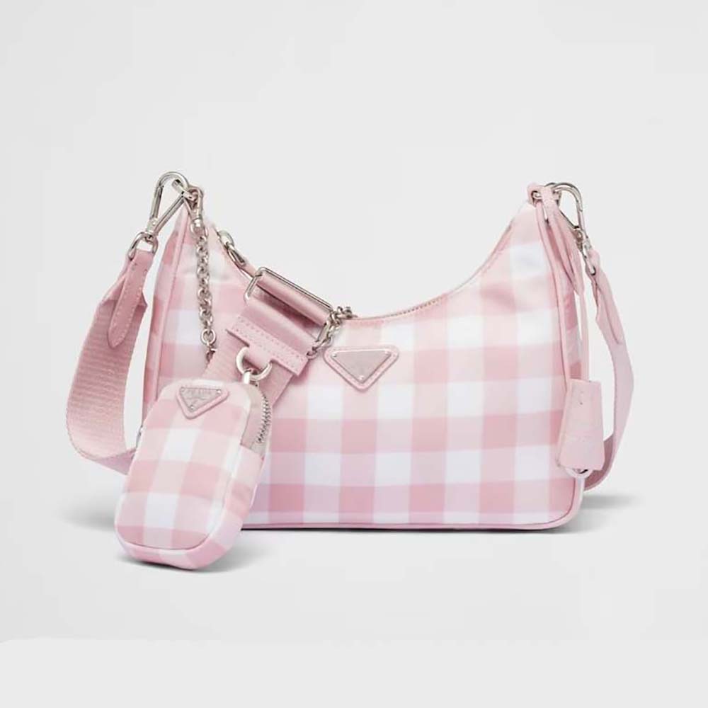Front view of Prada Women Re-Edition 2005 Printed Re-Nylon Bag-Pink