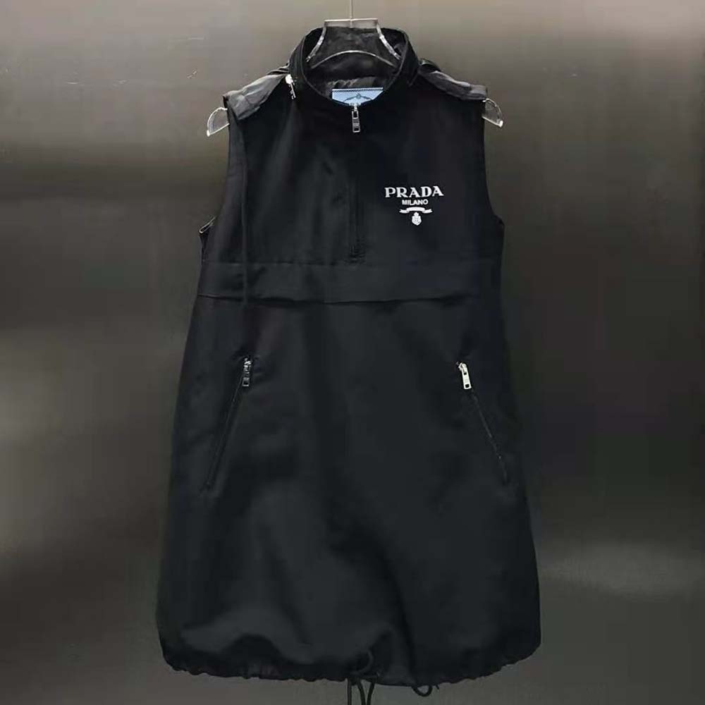 Prada Women Re-Nylon Mini-Dress-Black - image 4