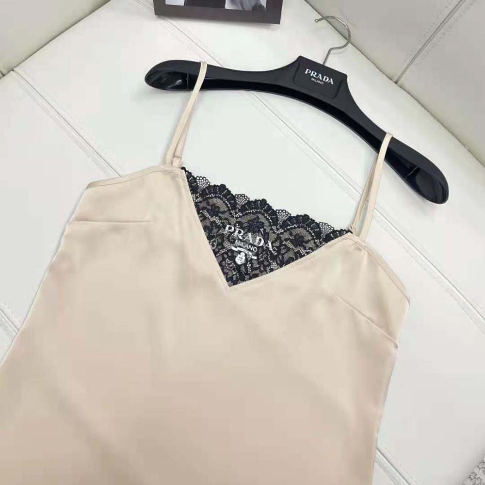 Prada Women Satin Crepe Top-Beige - image 4