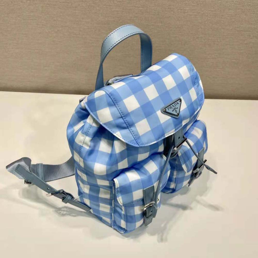 Prada Women Small Printed Re-Nylon Backpack-Blue - image 5