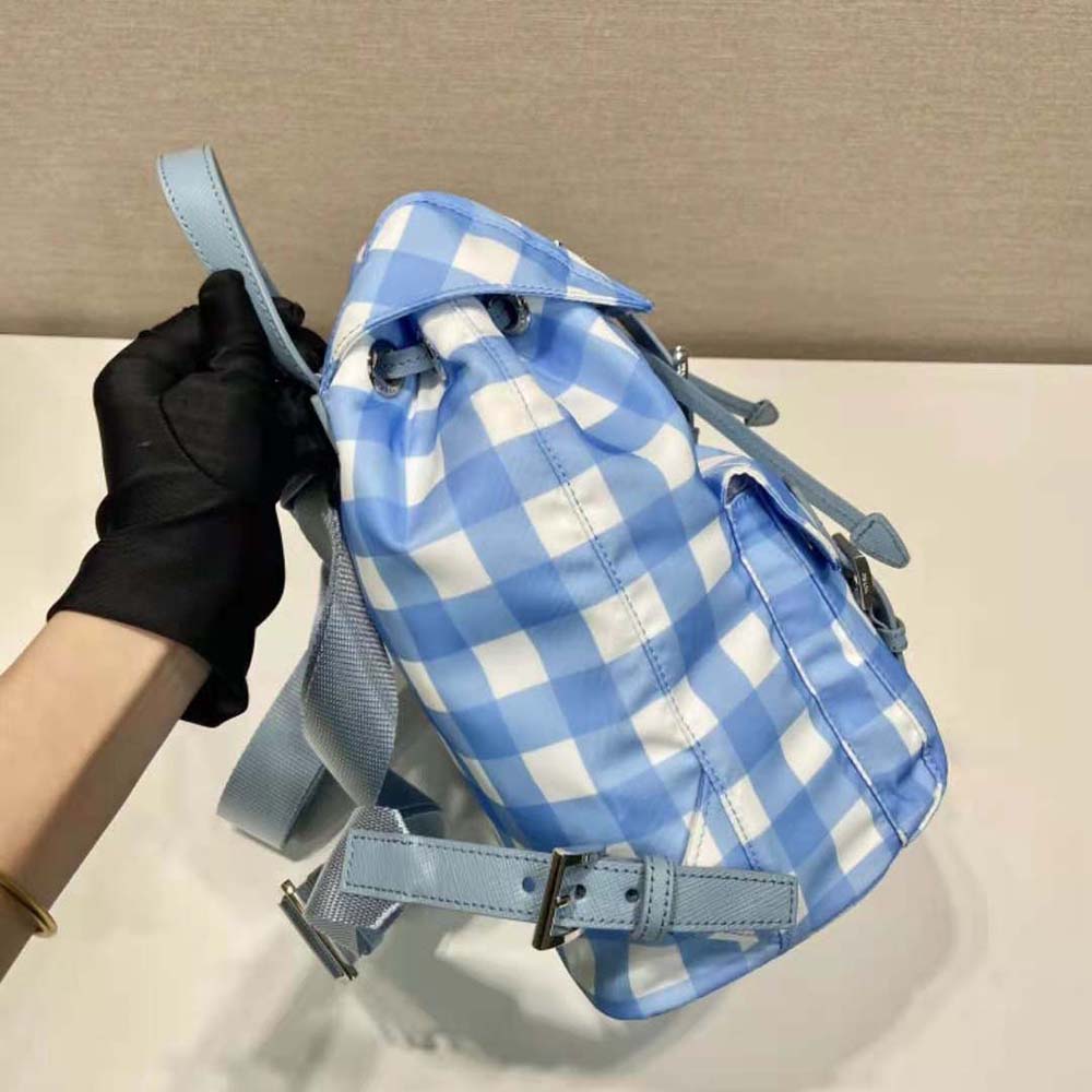 Prada Women Small Printed Re-Nylon Backpack-Blue - image 6