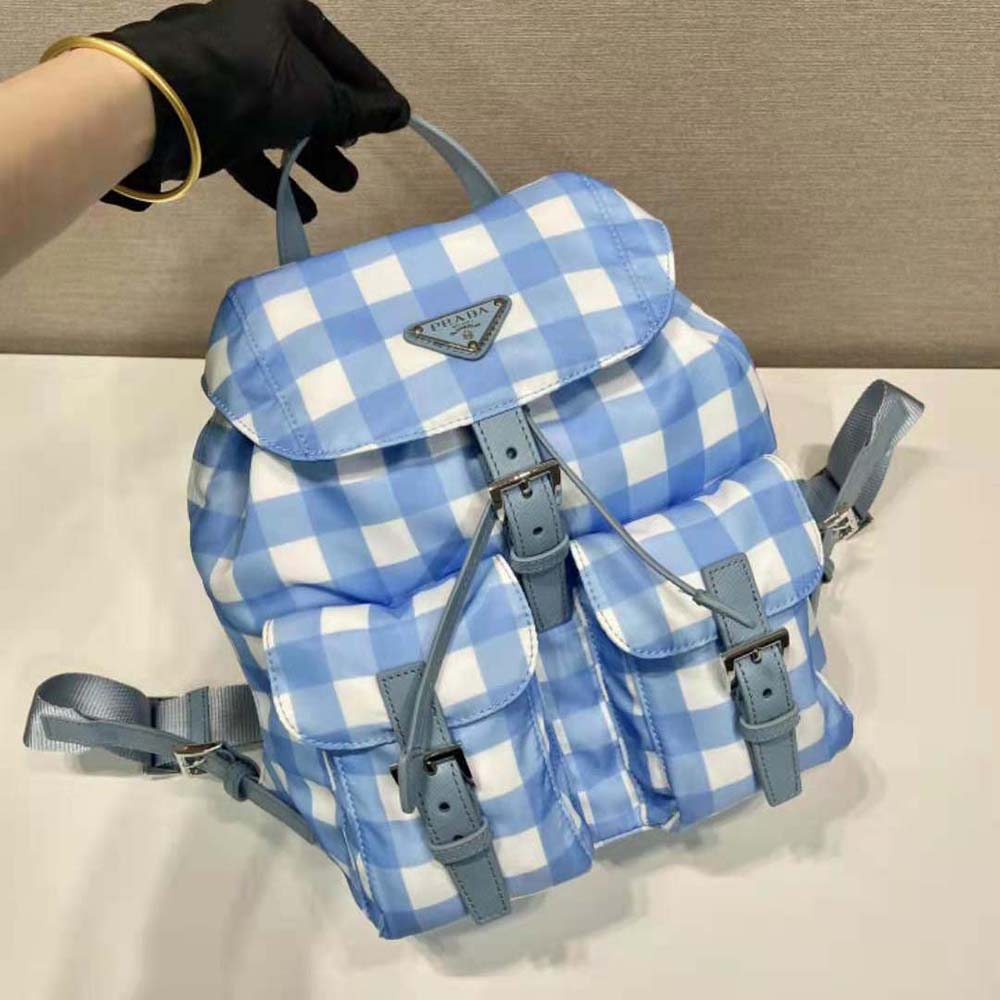 Prada Women Small Printed Re-Nylon Backpack-Blue - image 4