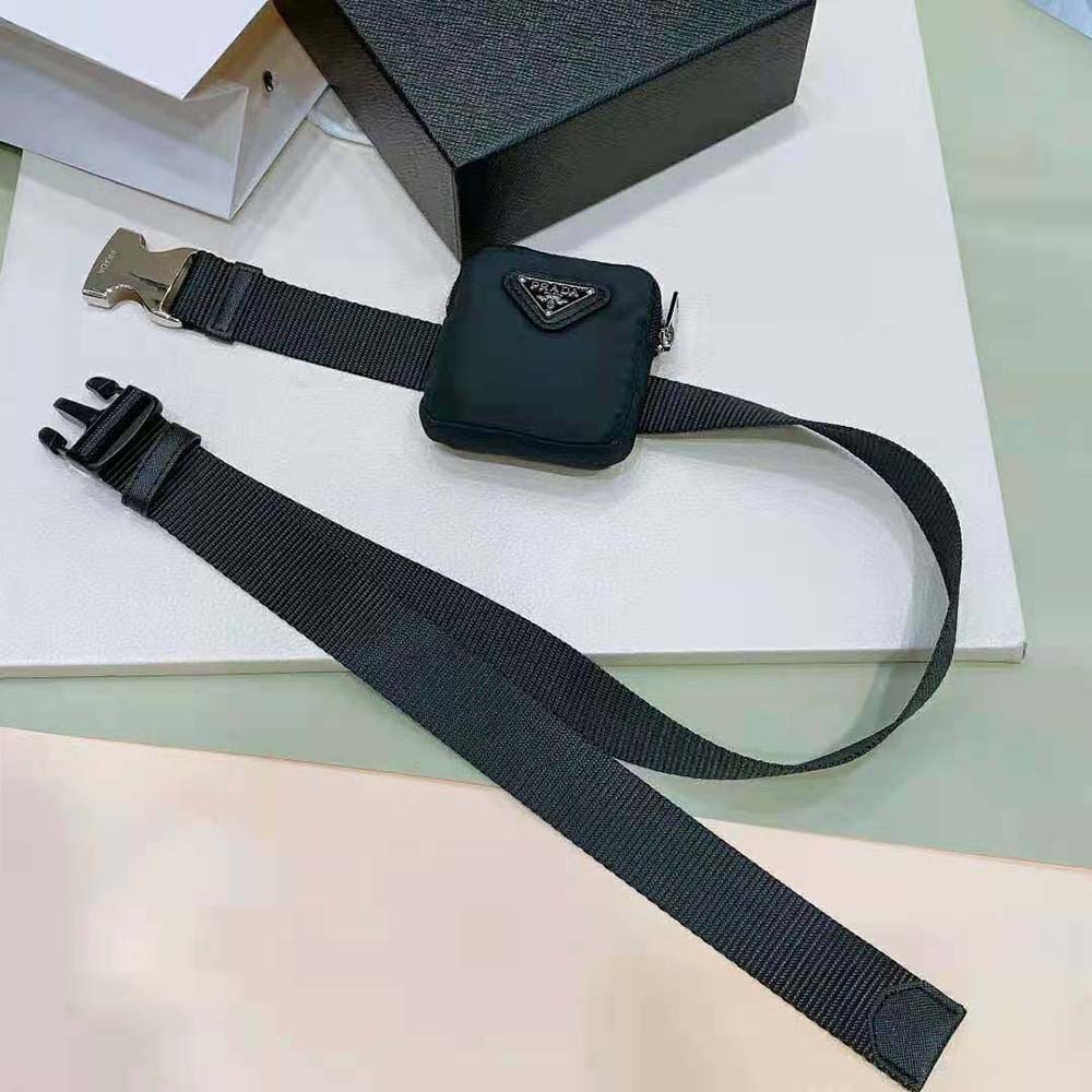 Prada Women Woven Nylon Belt with Enameled Metal Triangle Logo - image 4