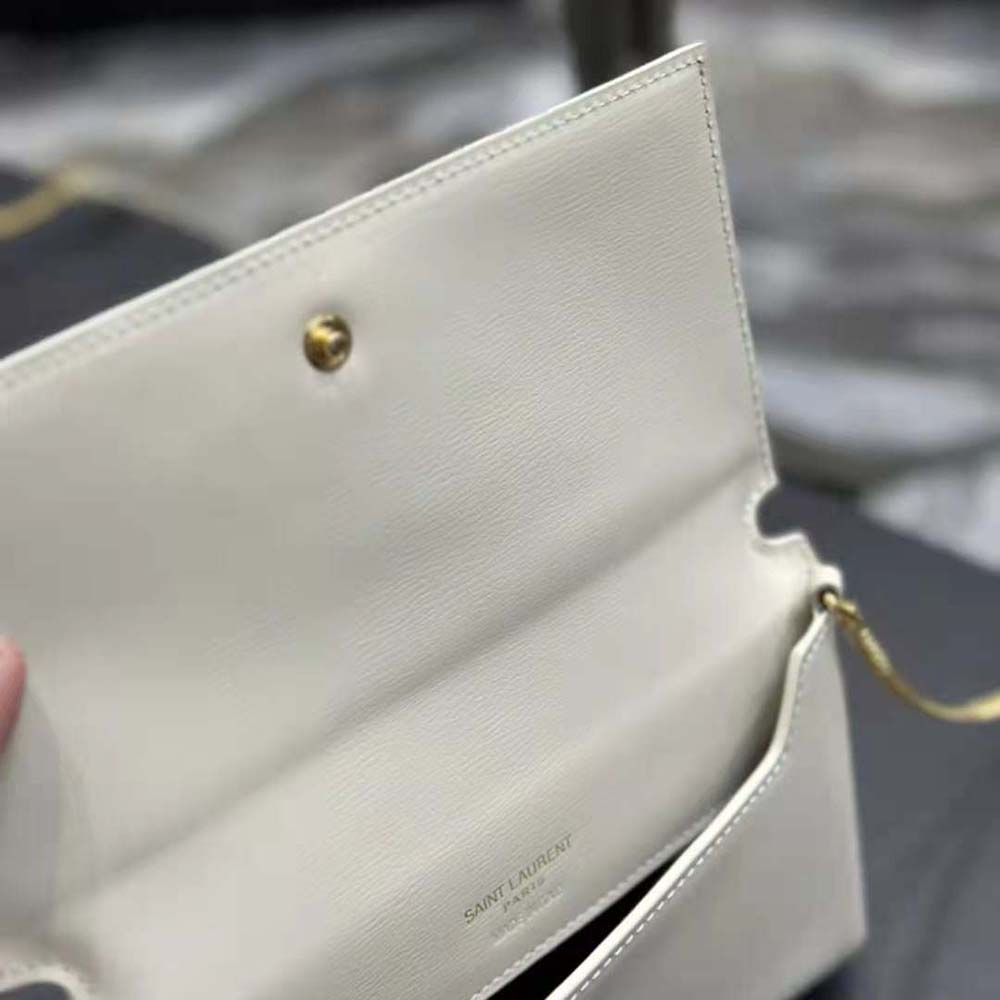 Saint Laurent YSL Women Cassandre Phone Holder with Strap in Smooth Leather-White - image 10