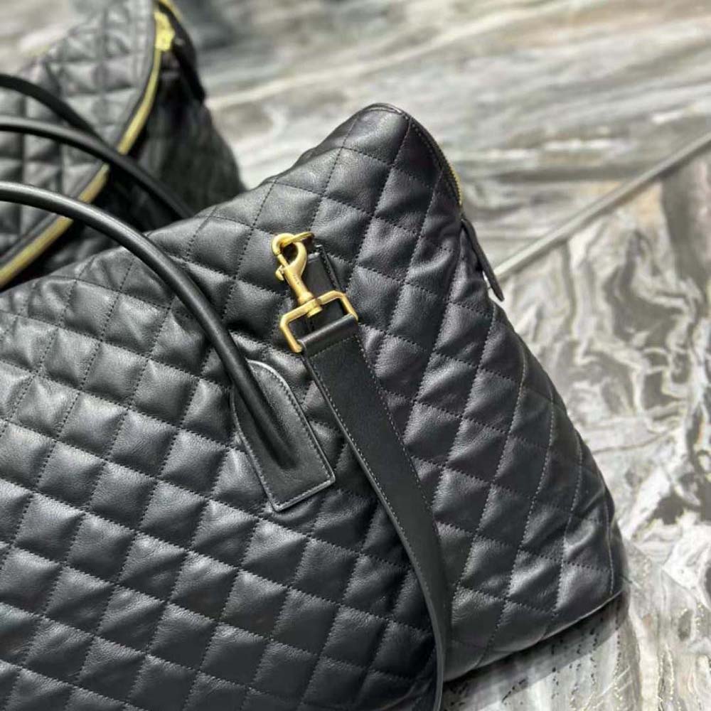 Saint Laurent YSL Women Es Giant Travel Bag in Quilted Leather-Black - image 8