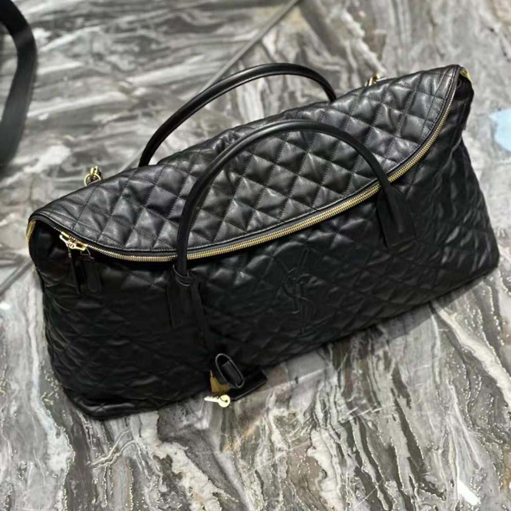 Saint Laurent YSL Women Es Giant Travel Bag in Quilted Leather-Black - image 4