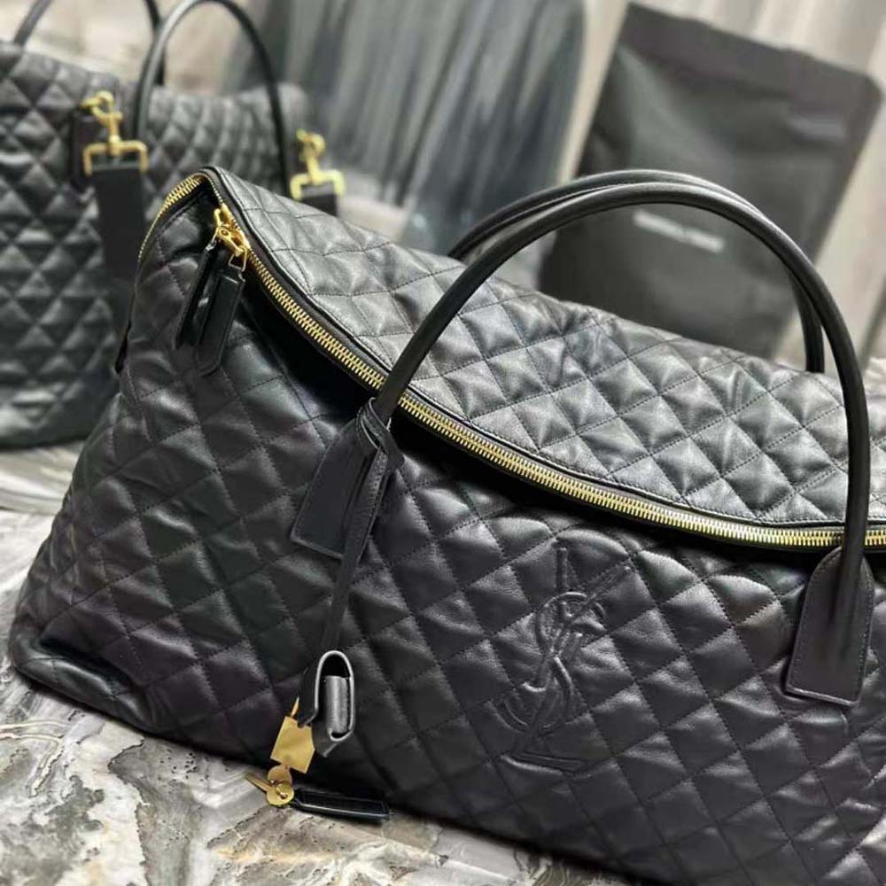 Saint Laurent YSL Women Es Giant Travel Bag in Quilted Leather-Black - image 6