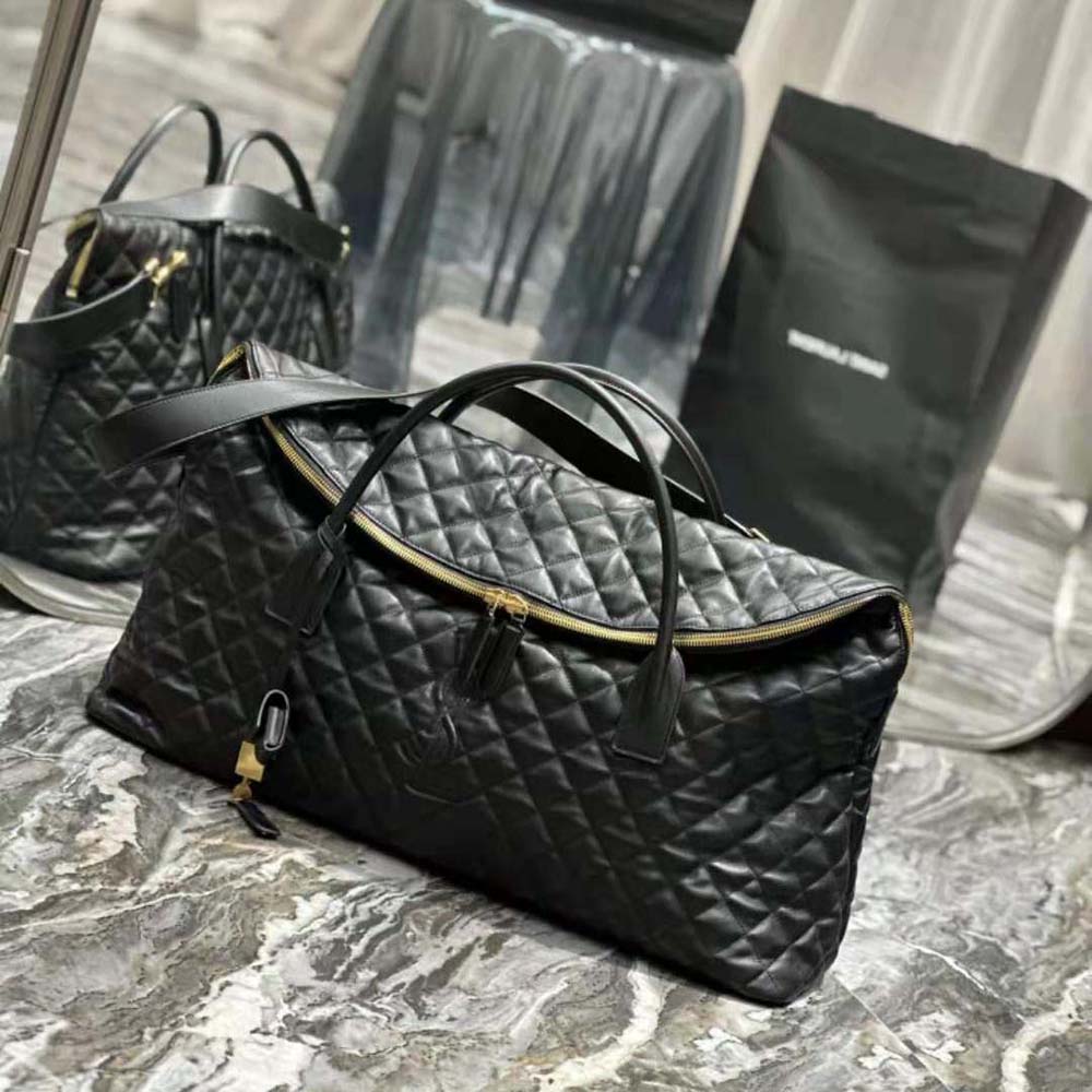 Saint Laurent YSL Women Es Giant Travel Bag in Quilted Leather-Black - image 5