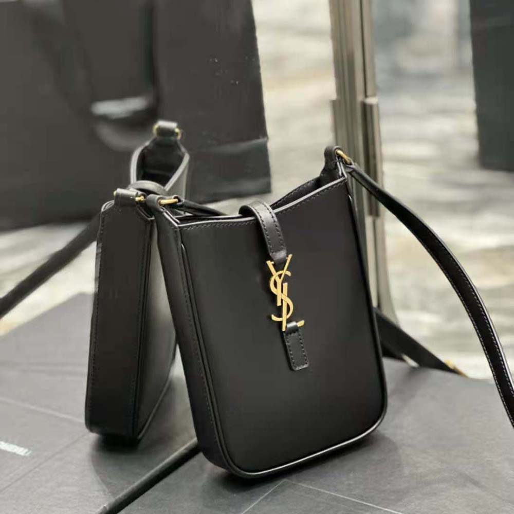 Side profile showing sleek silhouette of Saint Laurent YSL Women Le 5 à 7 Mini Vertical