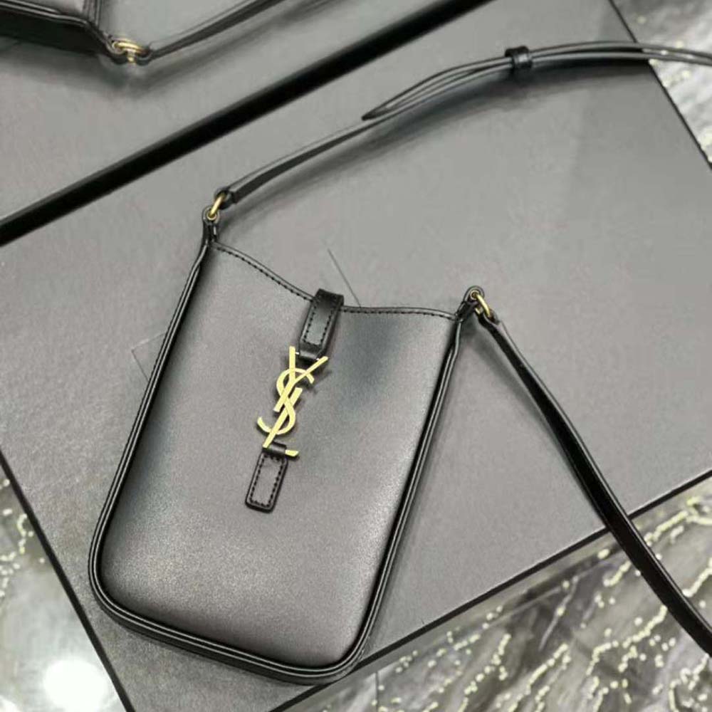 Saint Laurent YSL Women Le 5 à 7 Mini Vertical in Shiny Leather-Black - image 9