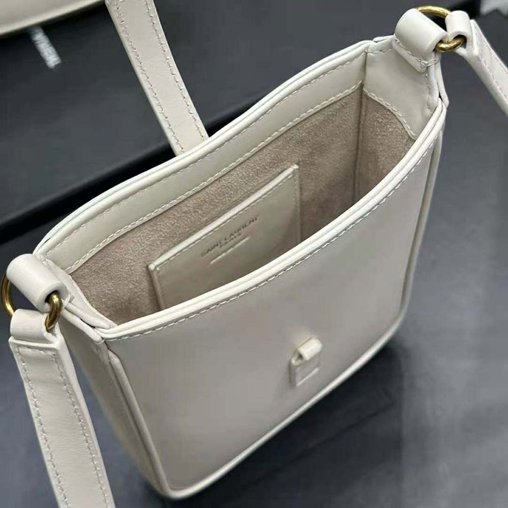 Saint Laurent YSL Women Le 5 à 7 Mini Vertical in Shiny Leather-White - image 10