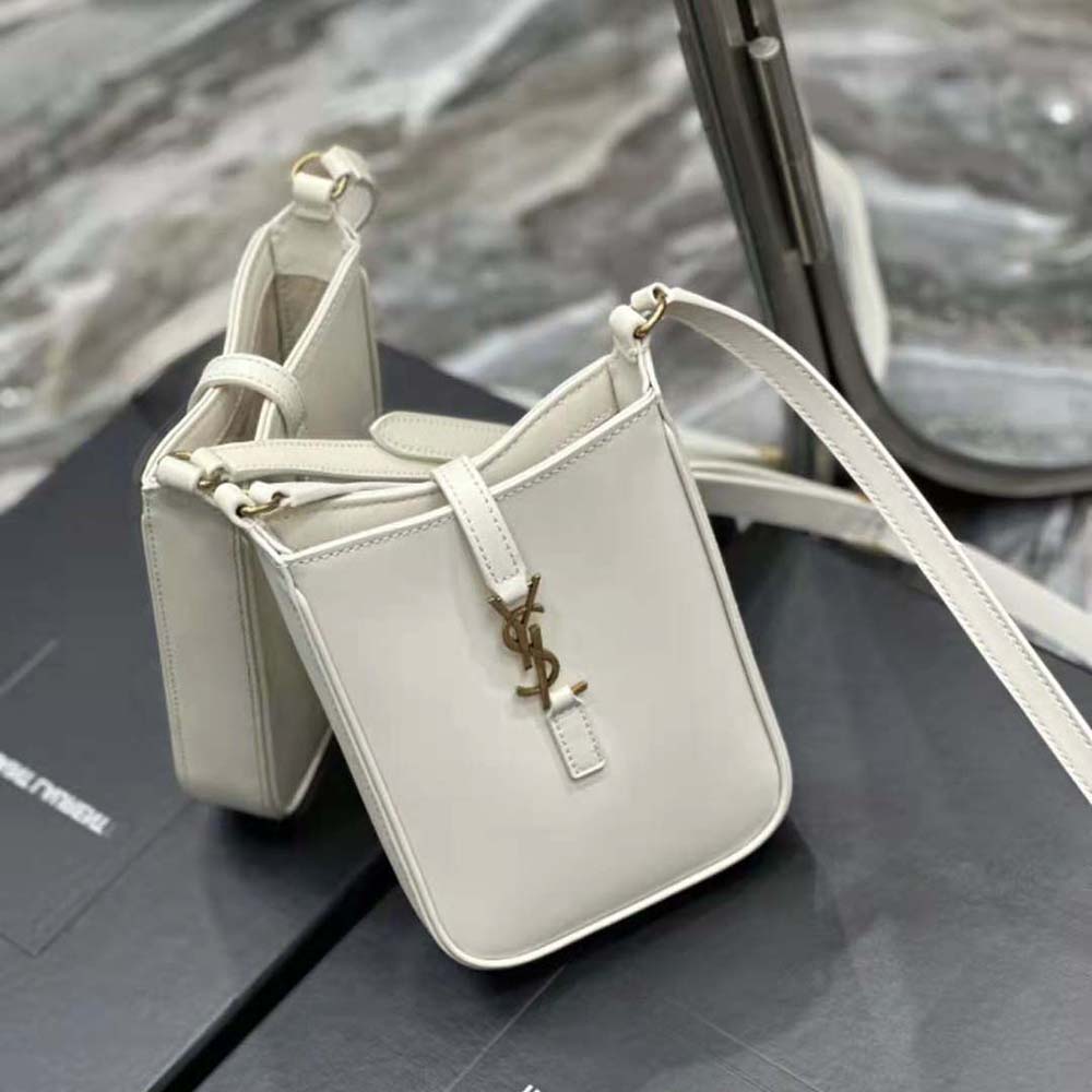 Saint Laurent YSL Women Le 5 à 7 Mini Vertical in Shiny Leather-White - image 6
