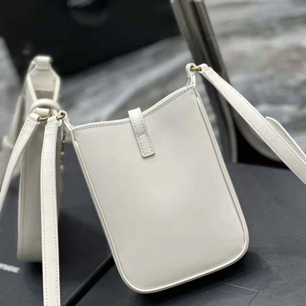 Saint Laurent YSL Women Le 5 à 7 Mini Vertical in Shiny Leather-White - image 8
