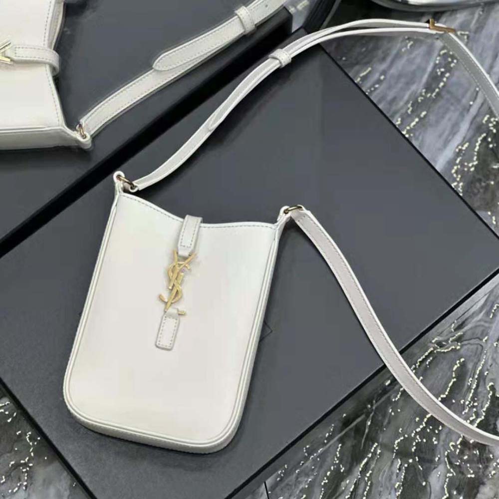 Saint Laurent YSL Women Le 5 à 7 Mini Vertical in Shiny Leather-White - image 4