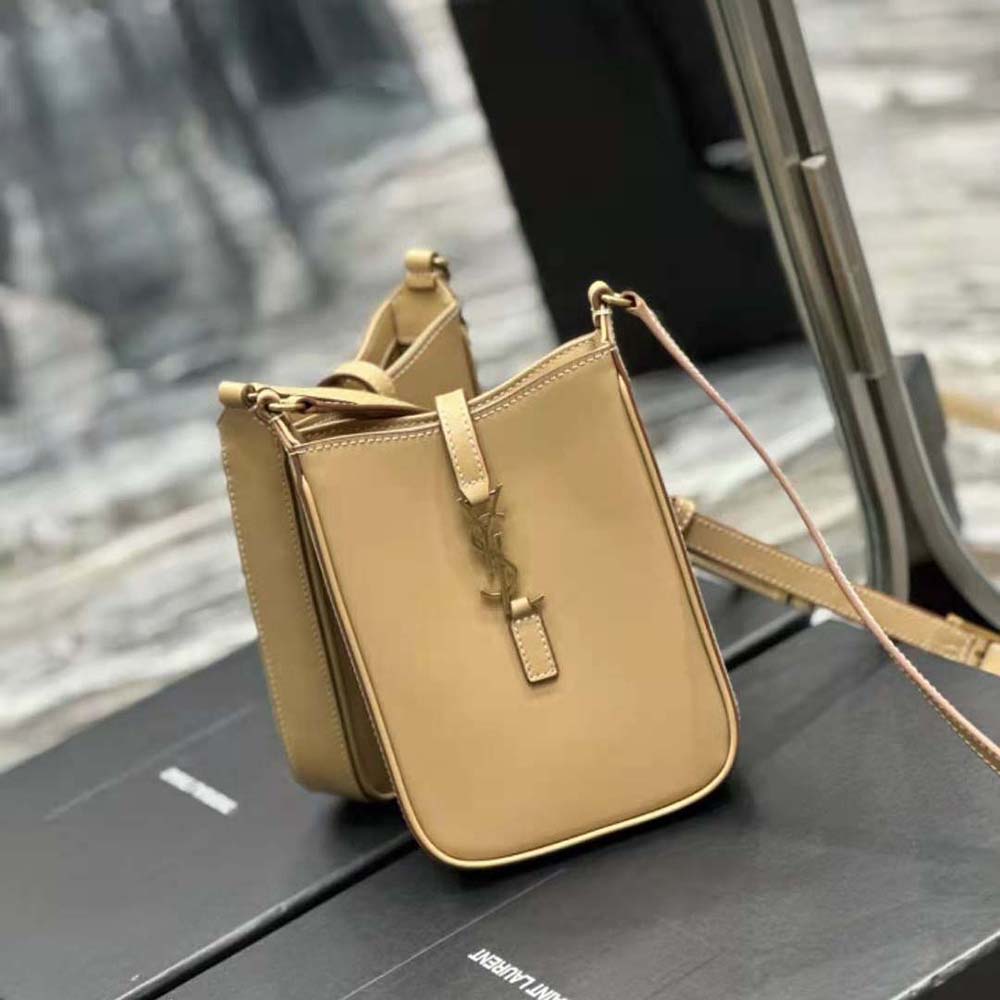 Side angle showing silhouette and adjustable strap of Saint Laurent YSL bag