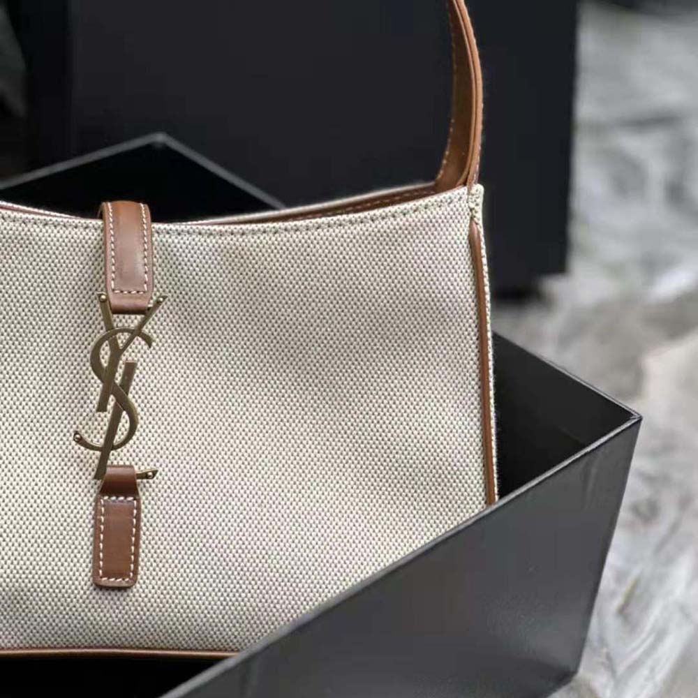 Saint Laurent YSL Women Le 5 à 7 in Canvas and Leather-Beige - image 7