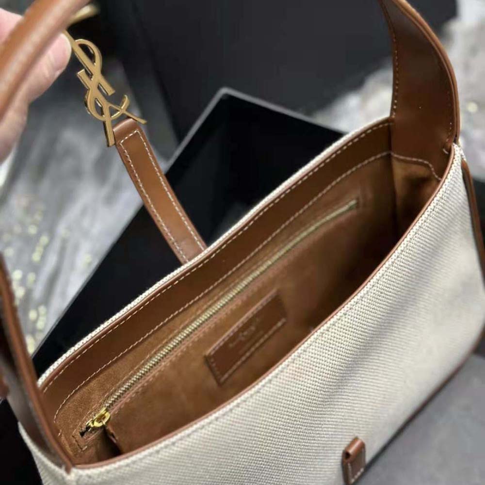 Saint Laurent YSL Women Le 5 à 7 in Canvas and Leather-Beige - image 10
