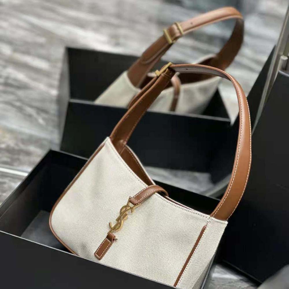 Saint Laurent YSL Women Le 5 à 7 in Canvas and Leather-Beige - image 5
