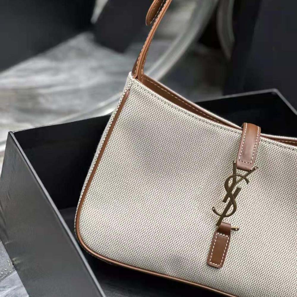 Saint Laurent YSL Women Le 5 à 7 in Canvas and Leather-Beige - image 8