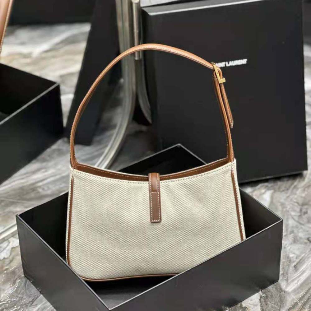 Saint Laurent YSL Women Le 5 à 7 in Canvas and Leather-Beige - image 4