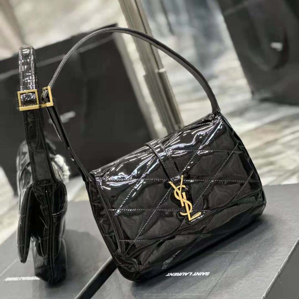 Saint Laurent YSL Women Le 57 Hobo Bag in Quilted Patent-Black - image 4